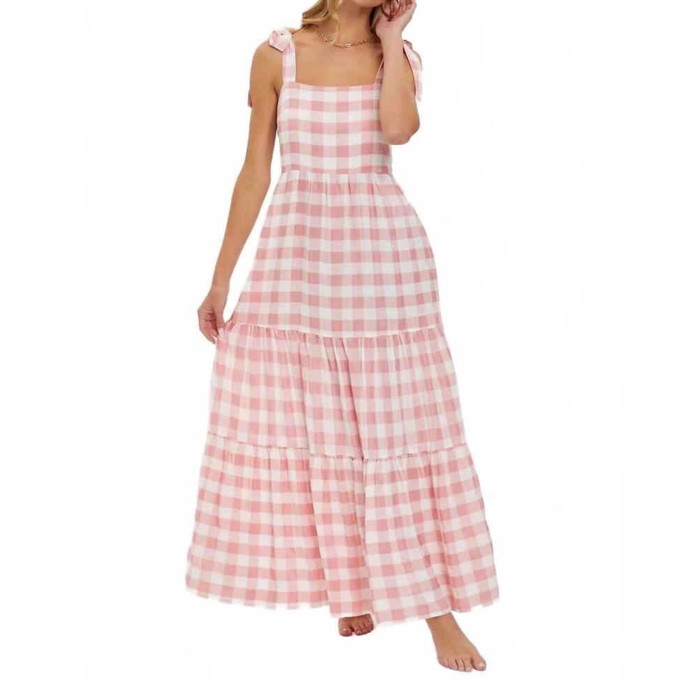 NEW SWEET LOVELY BY JEN gingham maxi dress in pink